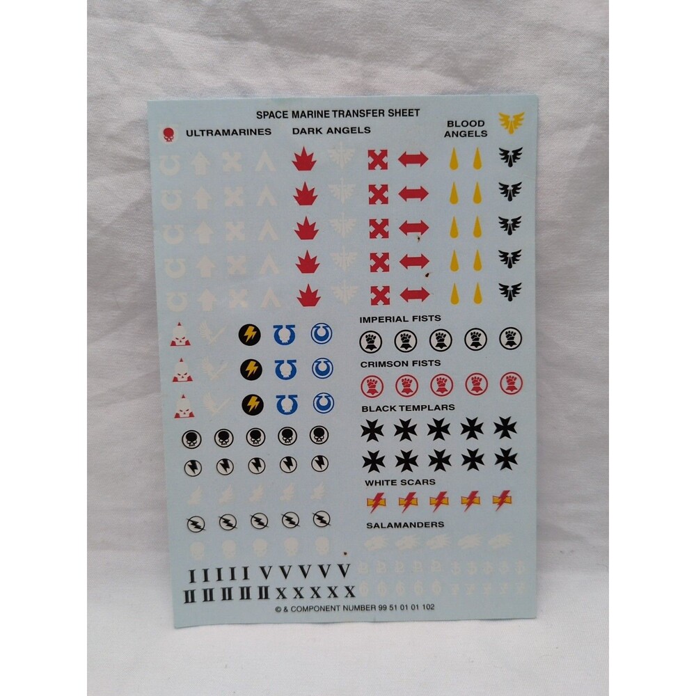 Warhammer 40K Space Marine Transfer Sheet